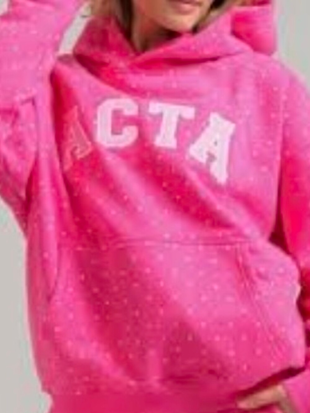 ACTA Pink Polka Dot Valentine Hooded Sweatshirt L/XL - Picture 3 of 5